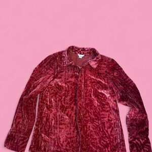 Christopher & Banks Deep Red Velvet Blazer